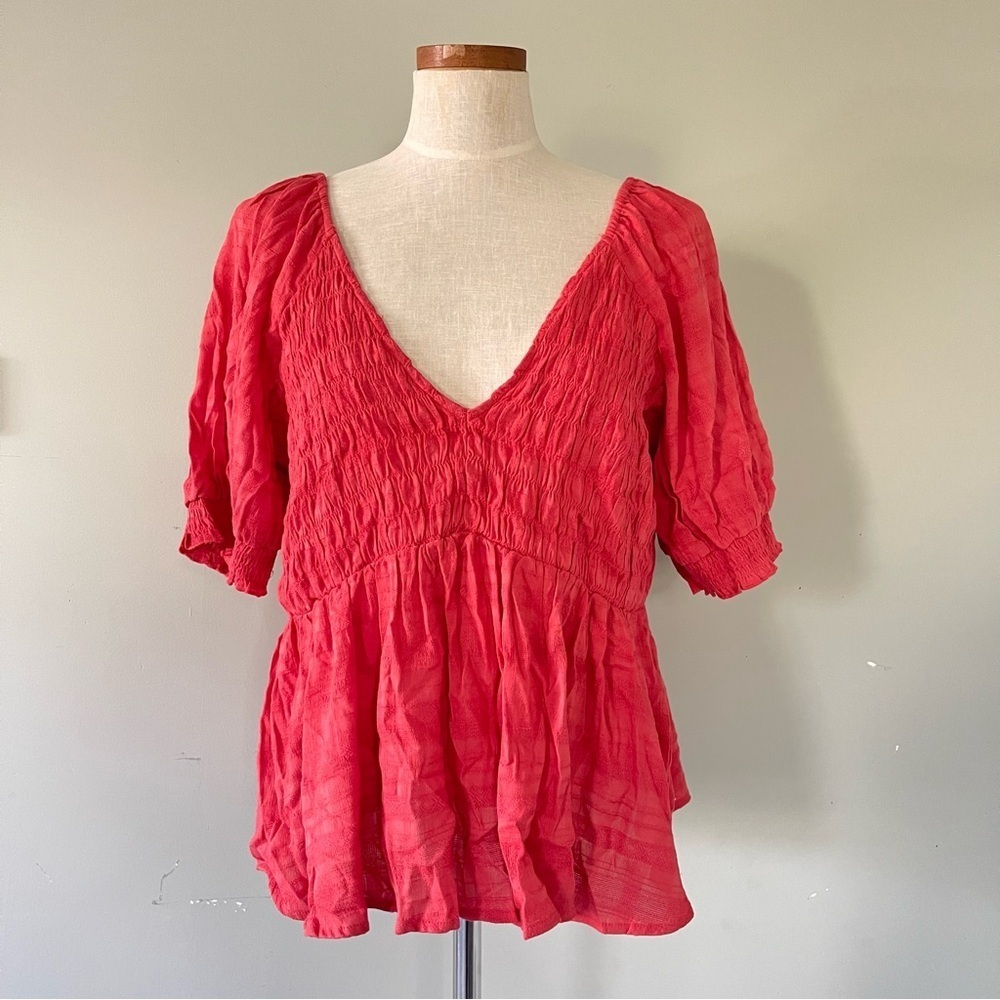 American Eagle Outfitters Orange smocked boho Top NWT X-Large